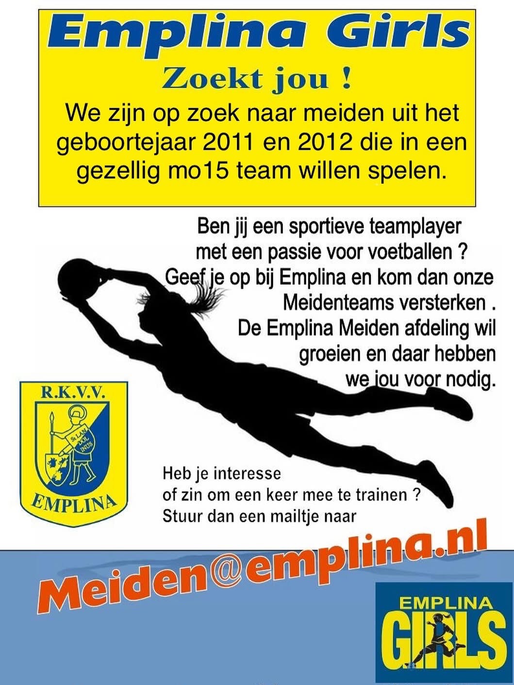 Emplina zoekt meiden voor de MO15