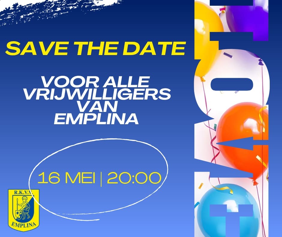 SAVE THE DATE – Vrijwilligersfeest Emplina